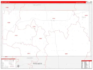 Todd County, SD RedLine style ZIP Code wall map
