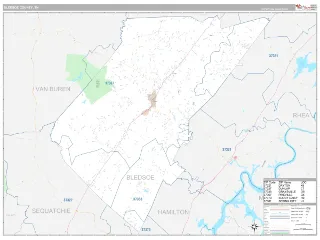 Bledsoe County, TN Classic style ZIP Code wall map