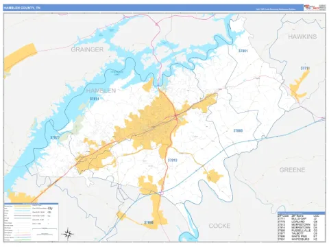 Hamblen County, TN map
