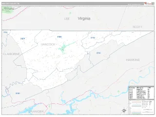 Hancock County, TN Classic style ZIP Code wall map