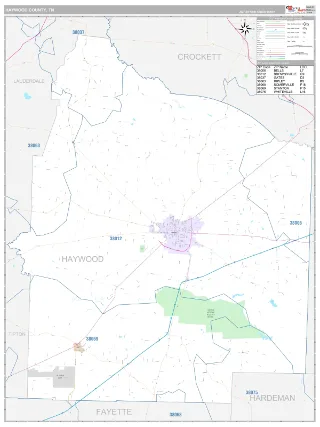 Haywood County, TN Classic style ZIP Code wall map