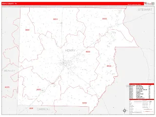 Henry County, TN RedLine style ZIP Code wall map