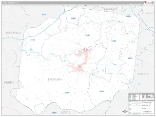 Hickman County, TN Classic style ZIP Code wall map