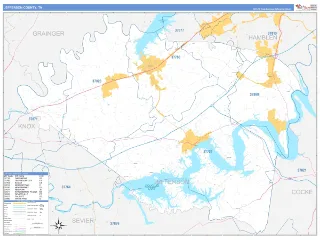 Jefferson County, TN Business Reference style ZIP Code wall map