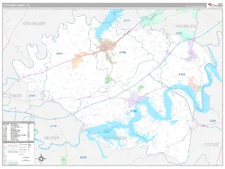 Jefferson County, TN Classic style ZIP Code wall map