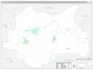 Lewis County, TN Classic style ZIP Code wall map