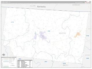 Macon County, TN Classic style ZIP Code wall map
