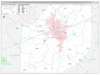 Madison County, TN Classic style ZIP Code wall map