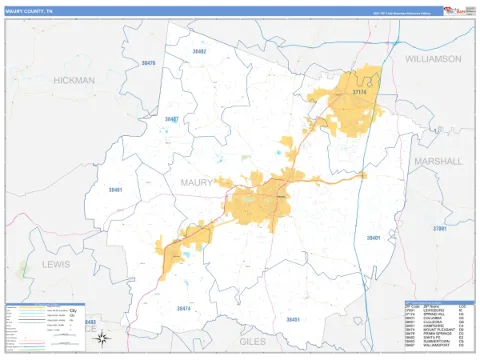 Maury County, TN map