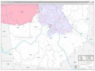 Montgomery County, TN Classic style ZIP Code wall map