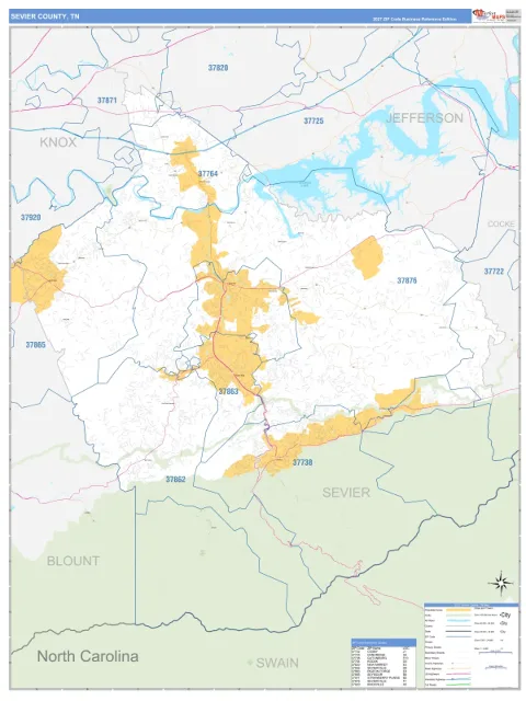 Sevier County, TN map
