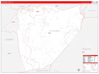 Van Buren County, TN RedLine style ZIP Code wall map
