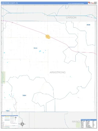 Armstrong County, TX Business Reference style ZIP Code wall map