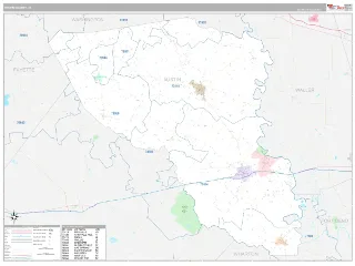 Austin County, TX Classic style ZIP Code wall map