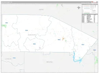 Bandera County, TX Classic style ZIP Code wall map