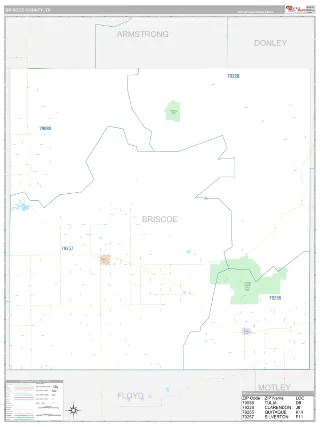 Briscoe County, TX Classic style ZIP Code wall map