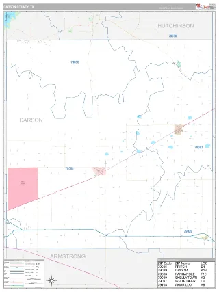 Carson County, TX Classic style ZIP Code wall map