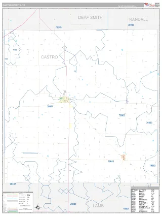 Castro County, TX Classic style ZIP Code wall map