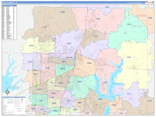 Collin County, TX ColorCast style ZIP Code wall map