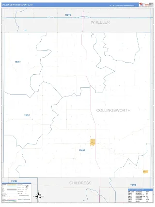 Collingsworth County, TX Business Reference style ZIP Code wall map