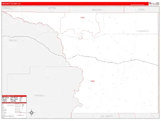 Crockett County, TX RedLine style ZIP Code wall map