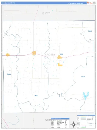 Crosby County, TX Business Reference style ZIP Code wall map