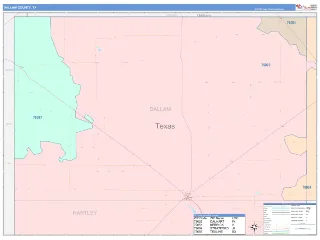 Dallam County, TX ColorCast style ZIP Code wall map