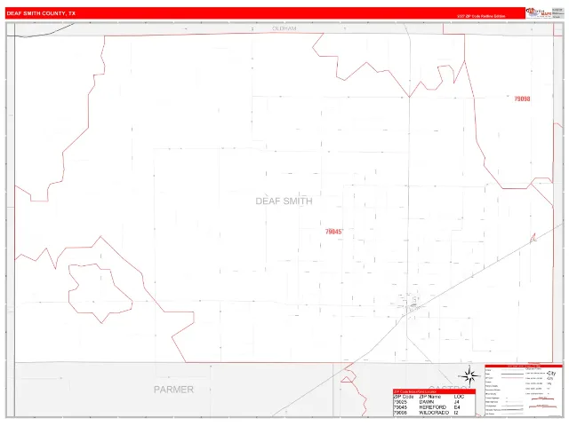 Deaf Smith County, TX ZIP Code Wall Map, RedLine style