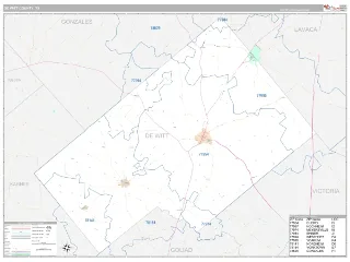 DeWitt County, TX Classic style ZIP Code wall map