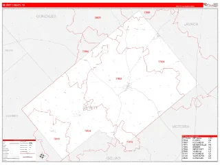 DeWitt County, TX RedLine style ZIP Code wall map