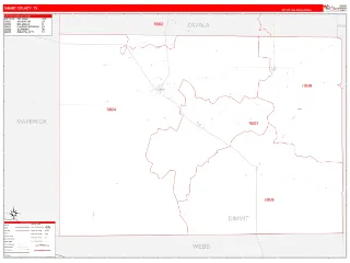 Dimmit County, TX RedLine style ZIP Code wall map