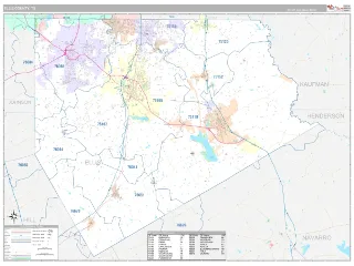 Ellis County, TX Classic style ZIP Code wall map