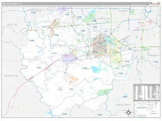 Fort Bend County, TX Classic style ZIP Code wall map