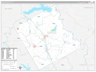 Freestone County, TX Classic style ZIP Code wall map