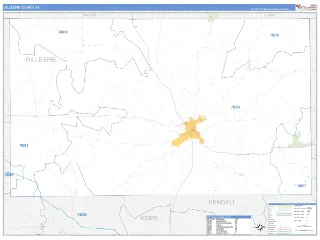 Gillespie County, TX Business Reference style ZIP Code wall map