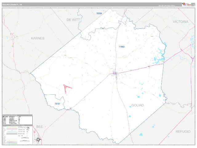 Goliad County, TX ZIP Code Wall Map, Classic style