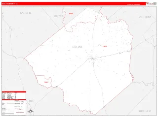 Goliad County, TX RedLine style ZIP Code wall map