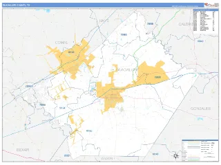 Guadalupe County, TX Business Reference style ZIP Code wall map