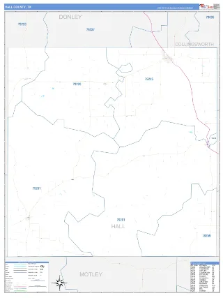 Hall County, TX Business Reference style ZIP Code wall map