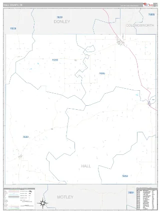 Hall County, TX Classic style ZIP Code wall map