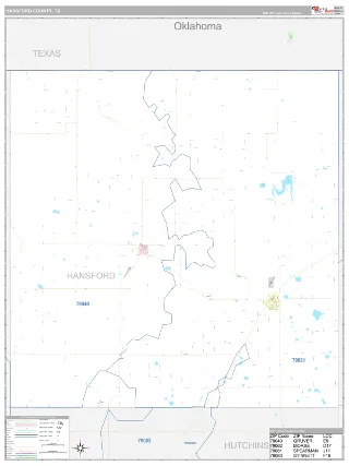 Hansford County, TX Classic style ZIP Code wall map