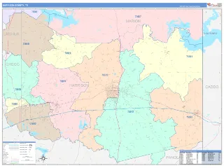 Harrison County, TX ColorCast style ZIP Code wall map