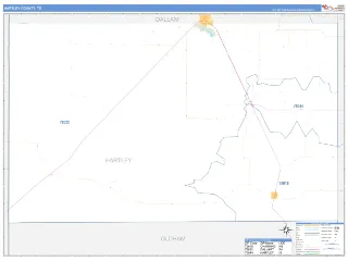 Hartley County, TX Business Reference style ZIP Code wall map