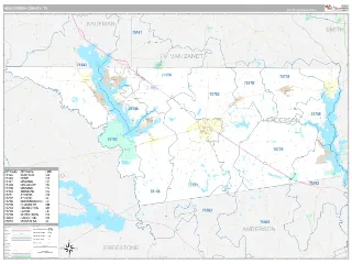 Henderson County, TX Classic style ZIP Code wall map