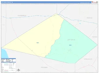 Jeff Davis County, TX ColorCast style ZIP Code wall map