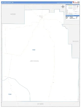 Jim Hogg County, TX Business Reference style ZIP Code wall map