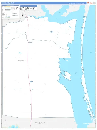 Kenedy County, TX Business Reference style ZIP Code wall map