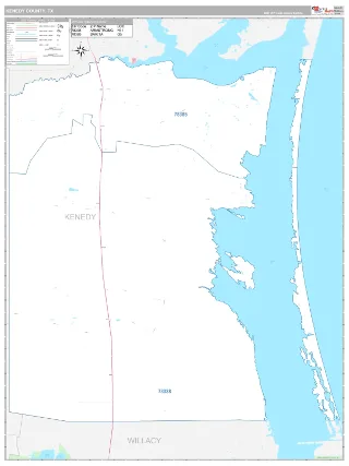 Kenedy County, TX Classic style ZIP Code wall map