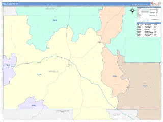Kimble County, TX ColorCast style ZIP Code wall map