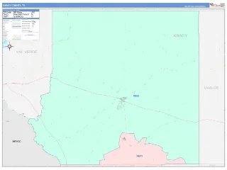 Kinney County, TX ColorCast style ZIP Code wall map